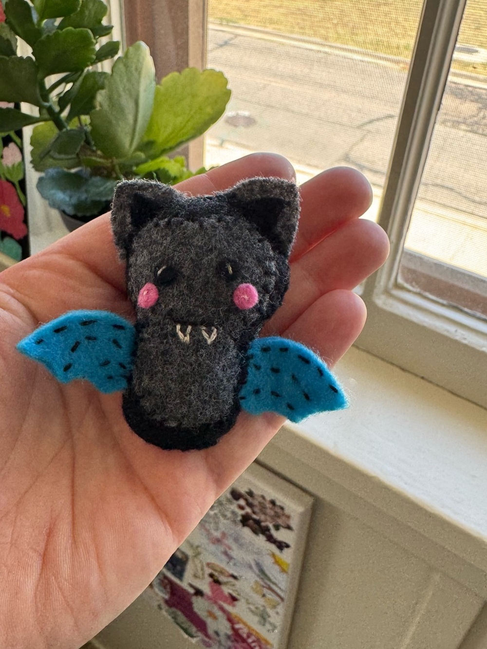Bat Magnet. Handmade. Felt. 2in x 1.5 in. - Picture 6 of 11